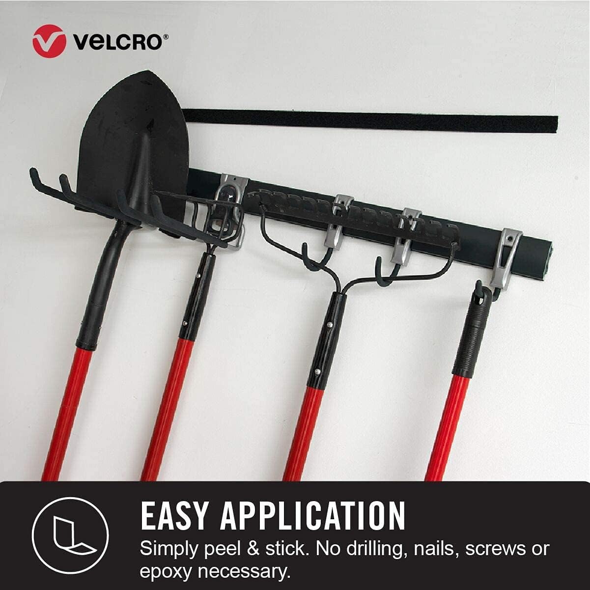 VELCRO Brand Heavy Duty Fasteners | 4x2 Inch Strips with Adhesive 8 Sets | Holds 10 lbs | Black Industrial Strength Stick On Tape | Indoor or Outdoor Use (VEL-30703-USA) - Image 4